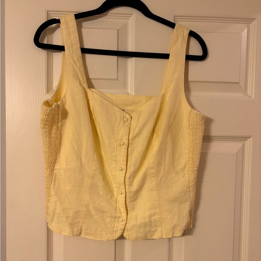 Butter Yellow Button Up Corset Top